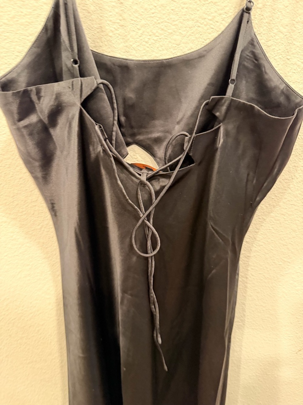 Quince Black Silk Midi Slip Dress with Front Cutout - Picture 5 of 7